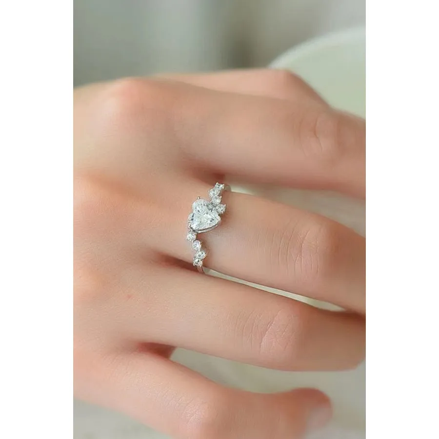 1 Carat Moissanite Heart 925 Sterling Silver Ring