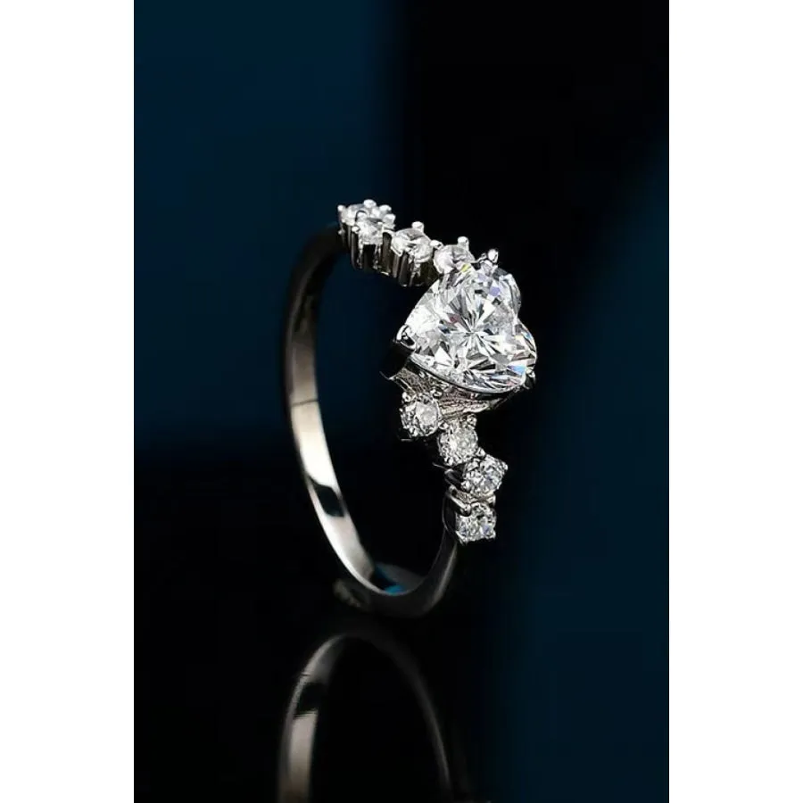 1 Carat Moissanite Heart 925 Sterling Silver Ring