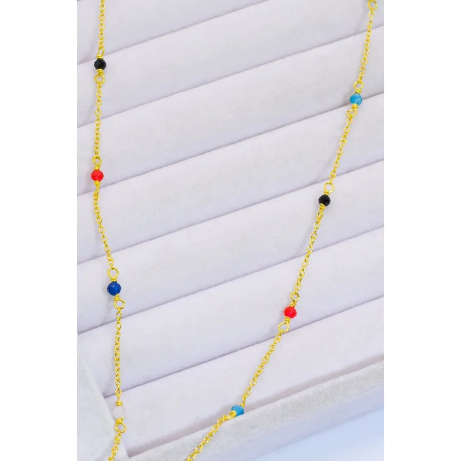 18K Gold-Plated Multicolored Bead Necklace