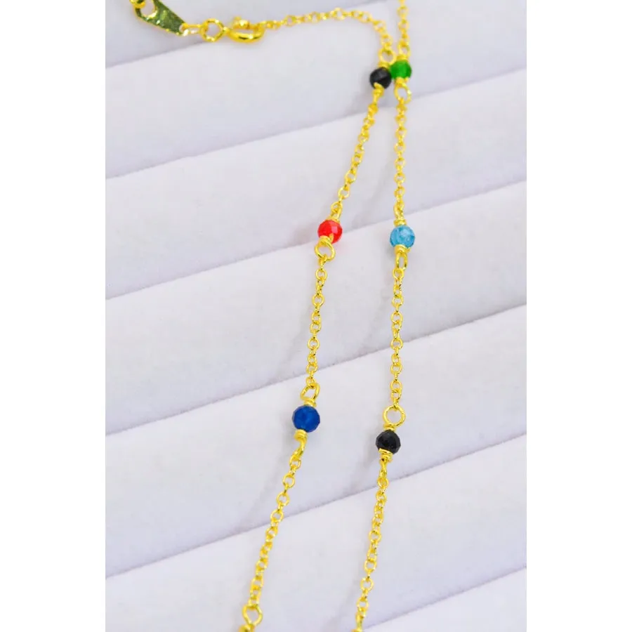 18K Gold-Plated Multicolored Bead Necklace