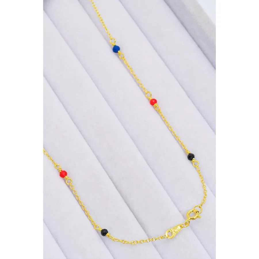 18K Gold-Plated Multicolored Bead Necklace