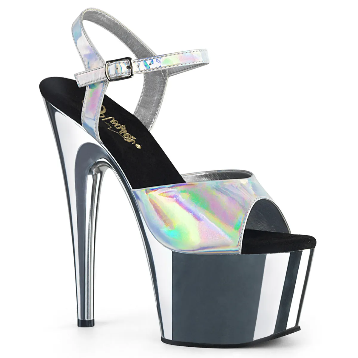 ADORE-709HGCH Silver  Metallic Hologram Sexy Stripper Shoe