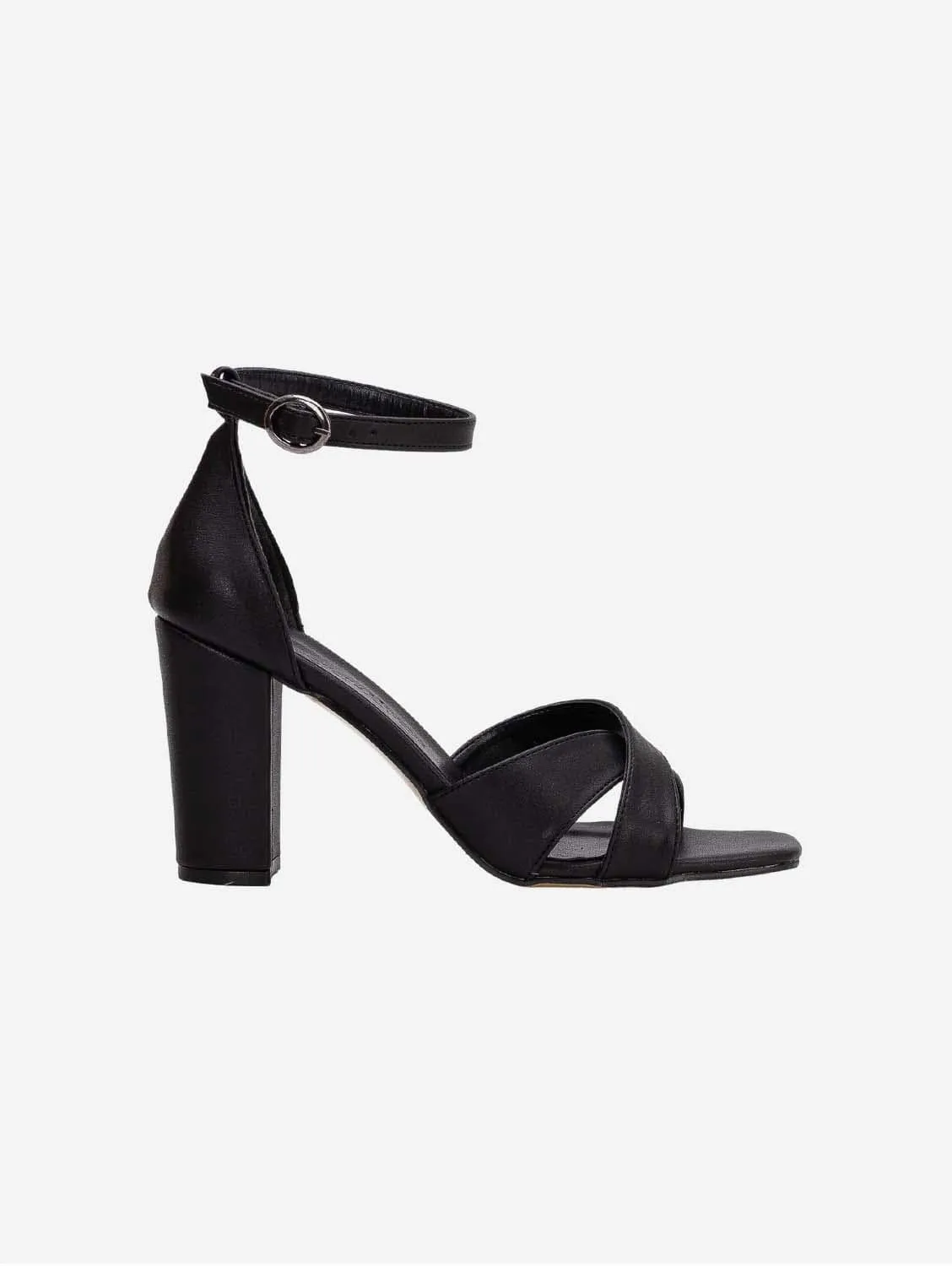 Amelia Vegan Leather Heeled Sandals | Black