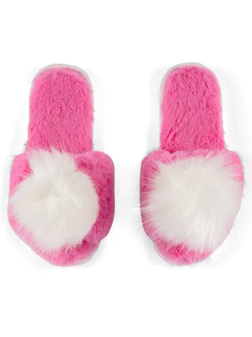 Amor Faux Fur Slippers - Magenta