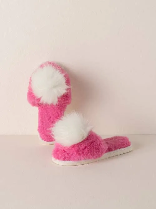 Amor Faux Fur Slippers - Magenta