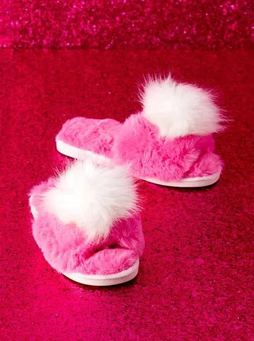 Amor Faux Fur Slippers - Magenta