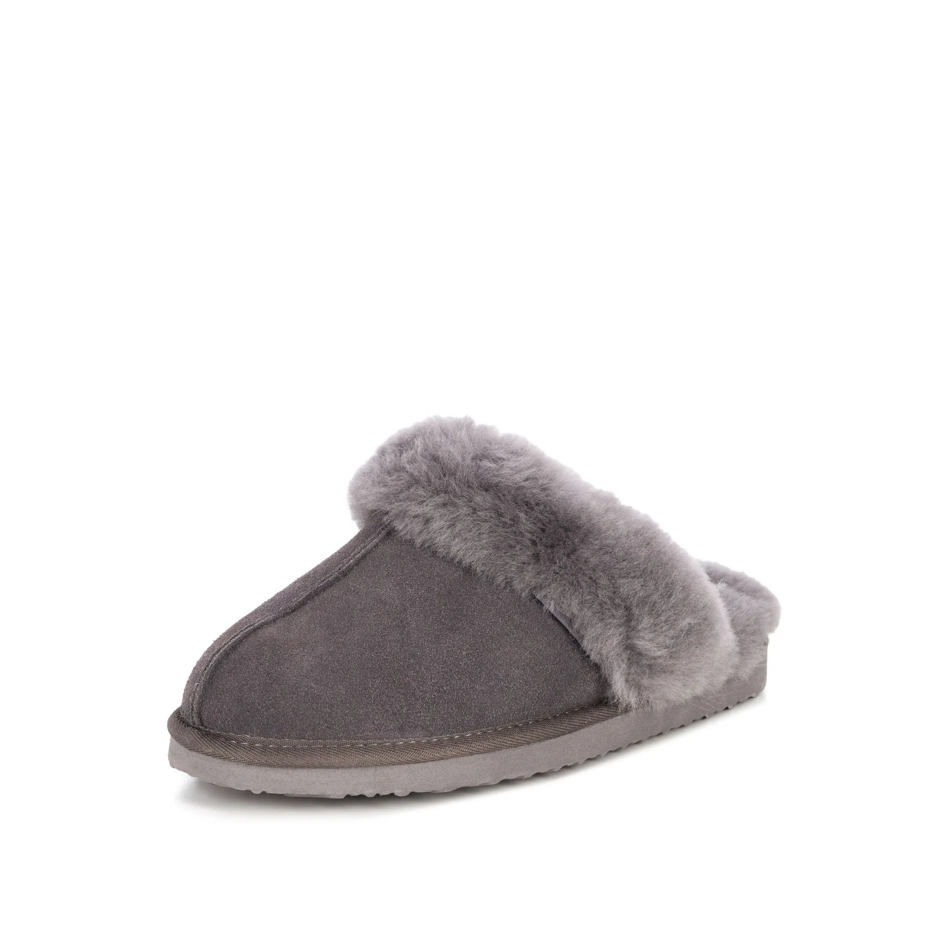 ANN GREY SHEEPSKIN SLIPPER MULE