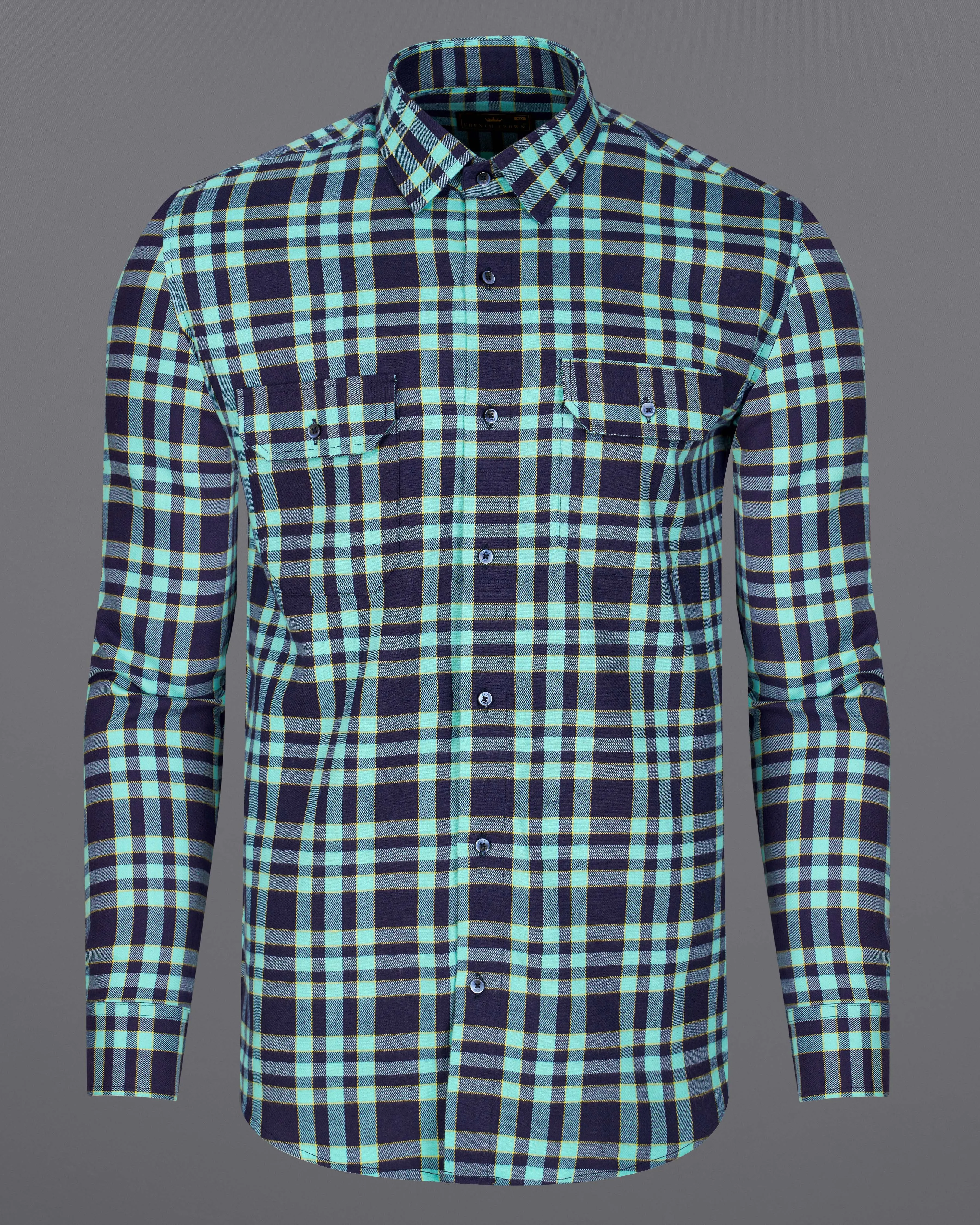 Aqua Island with Bleached Cedar Plaid Twill Overshirt/Shacket