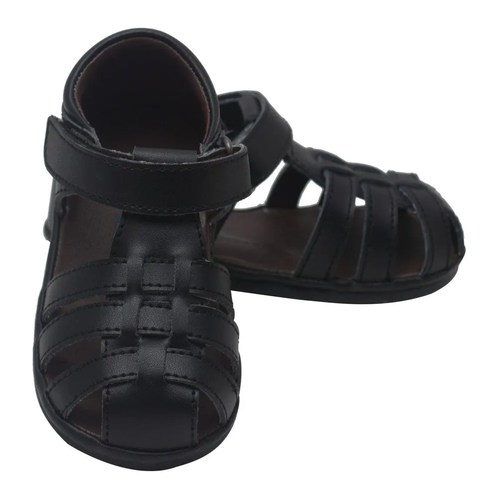 Baby Boys Black Fisherman Strap Bow Sandals Shoes 4 Baby-7 Toddler