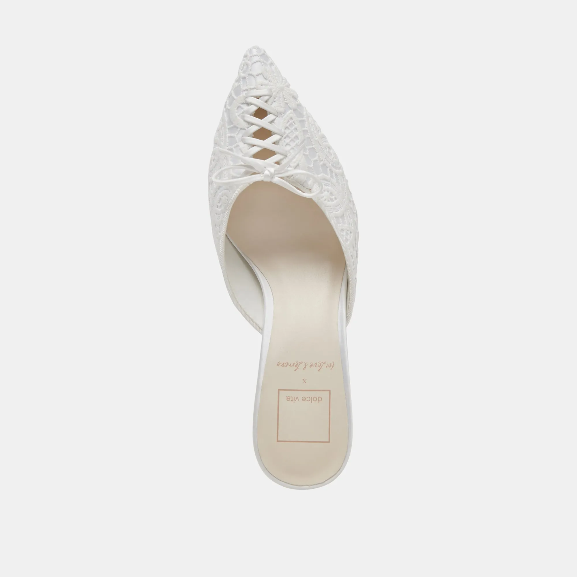 CAMILE HEELS WHITE FLORAL EYELET