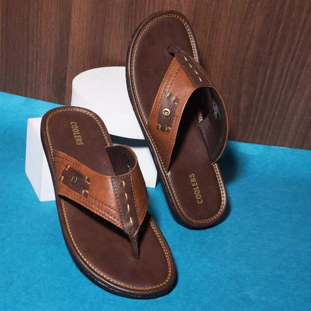 Sure! Here is the optimized title: Trendy Tan Casual Slippers for Men by Coolers - Liberty AVN-112