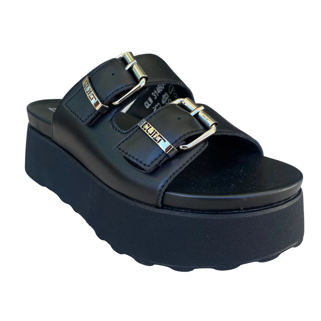 Cult women's slipper sandal with buckles and studs 3146 black