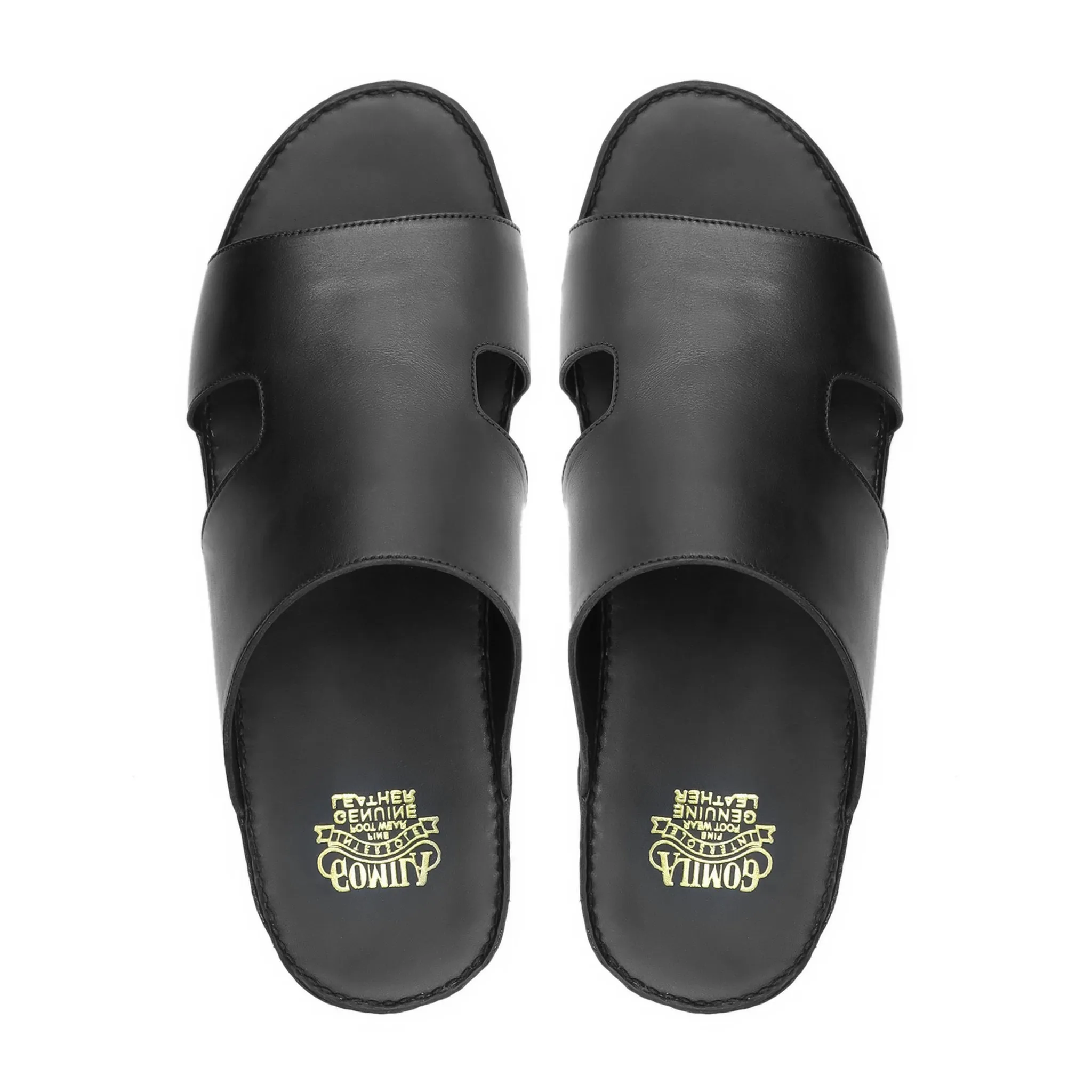 Darmsta - Men's Black Calf Leather Slipper