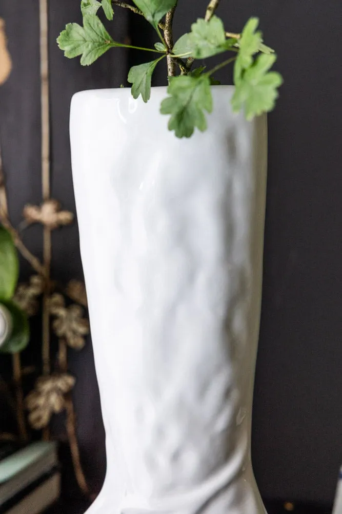 Fabulous White Boot Vase