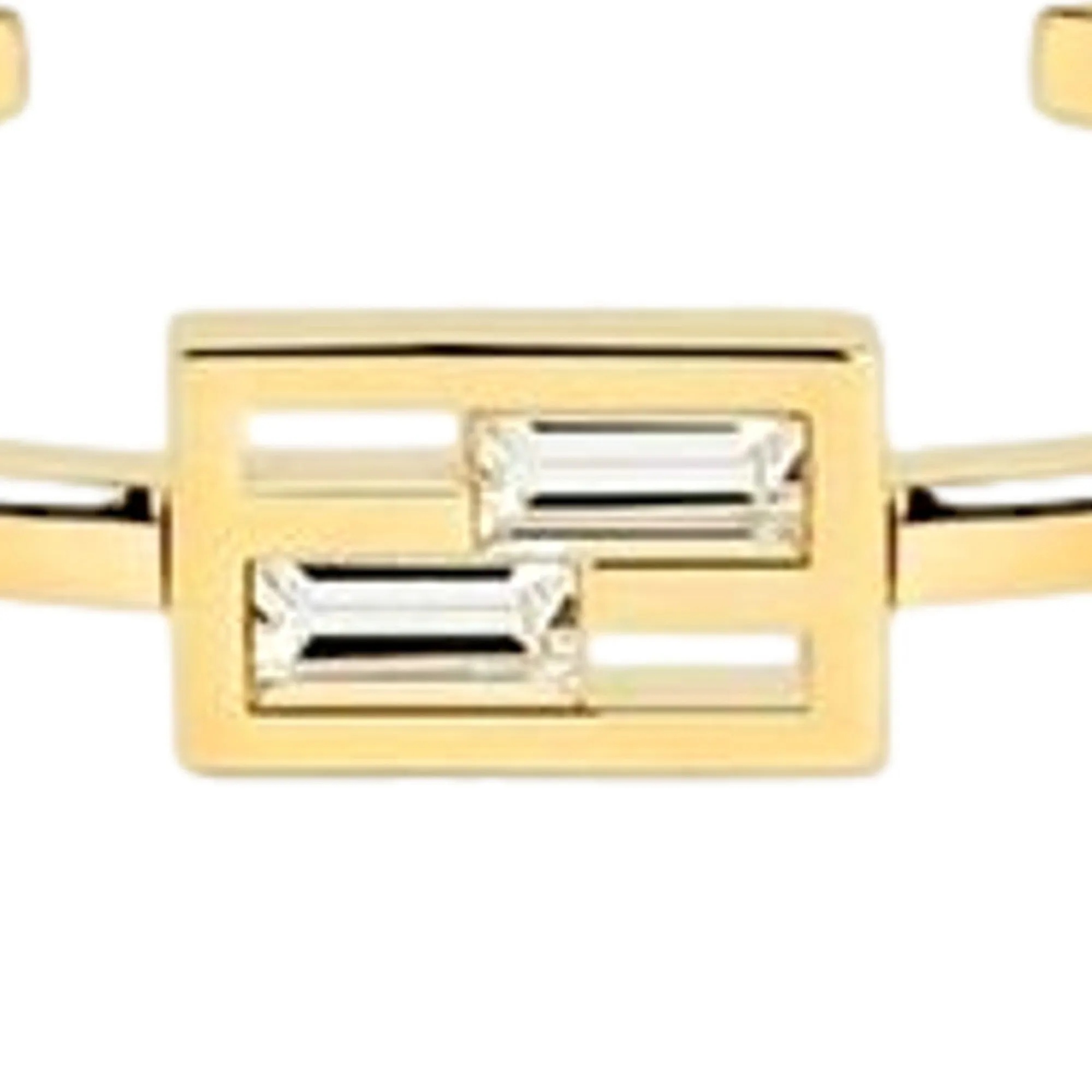 Fendi Baguette Crystal and Gold Small Cuff Bracelet