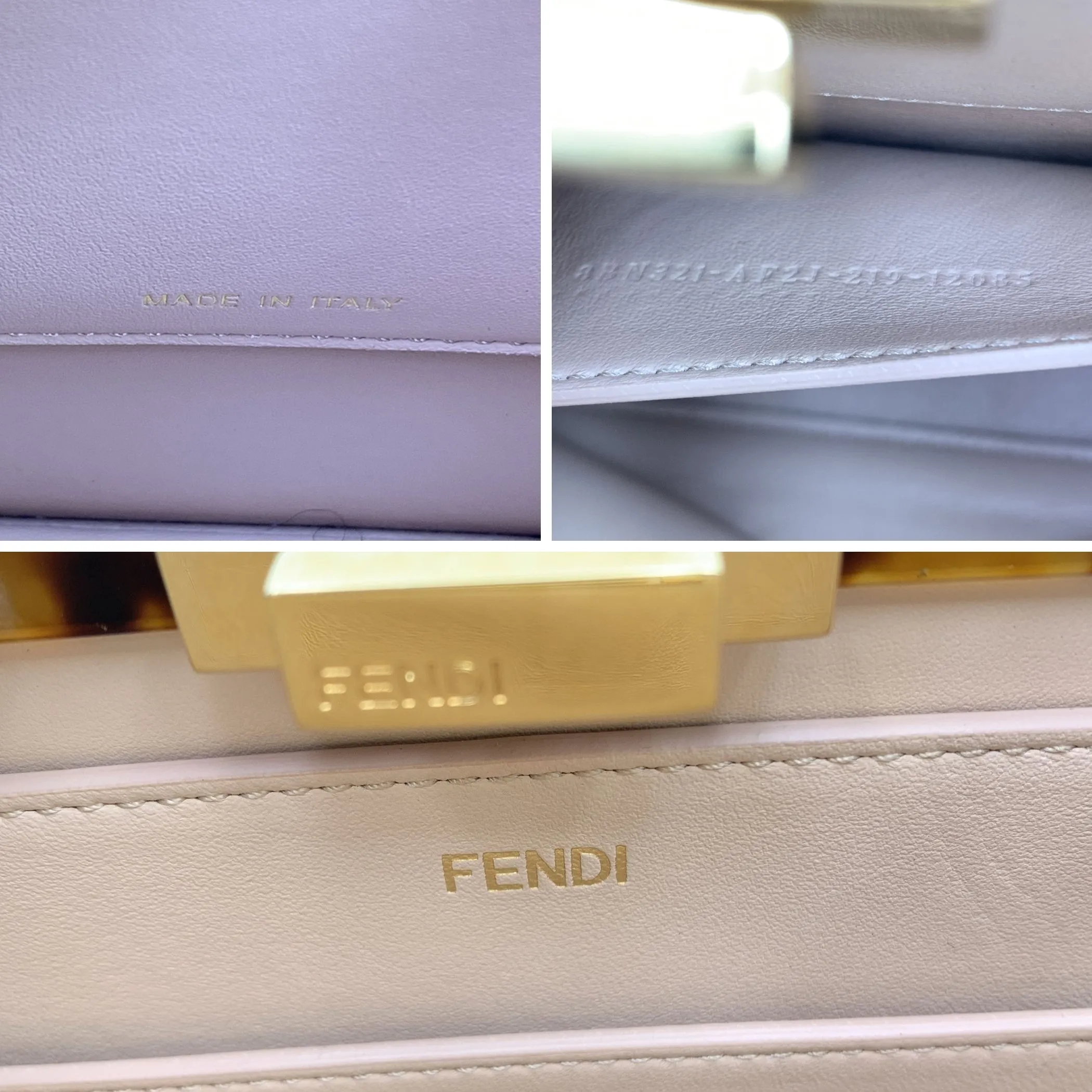 Fendi Beige Leather Peekaboo ISeeU Medium Top Handle Satchel