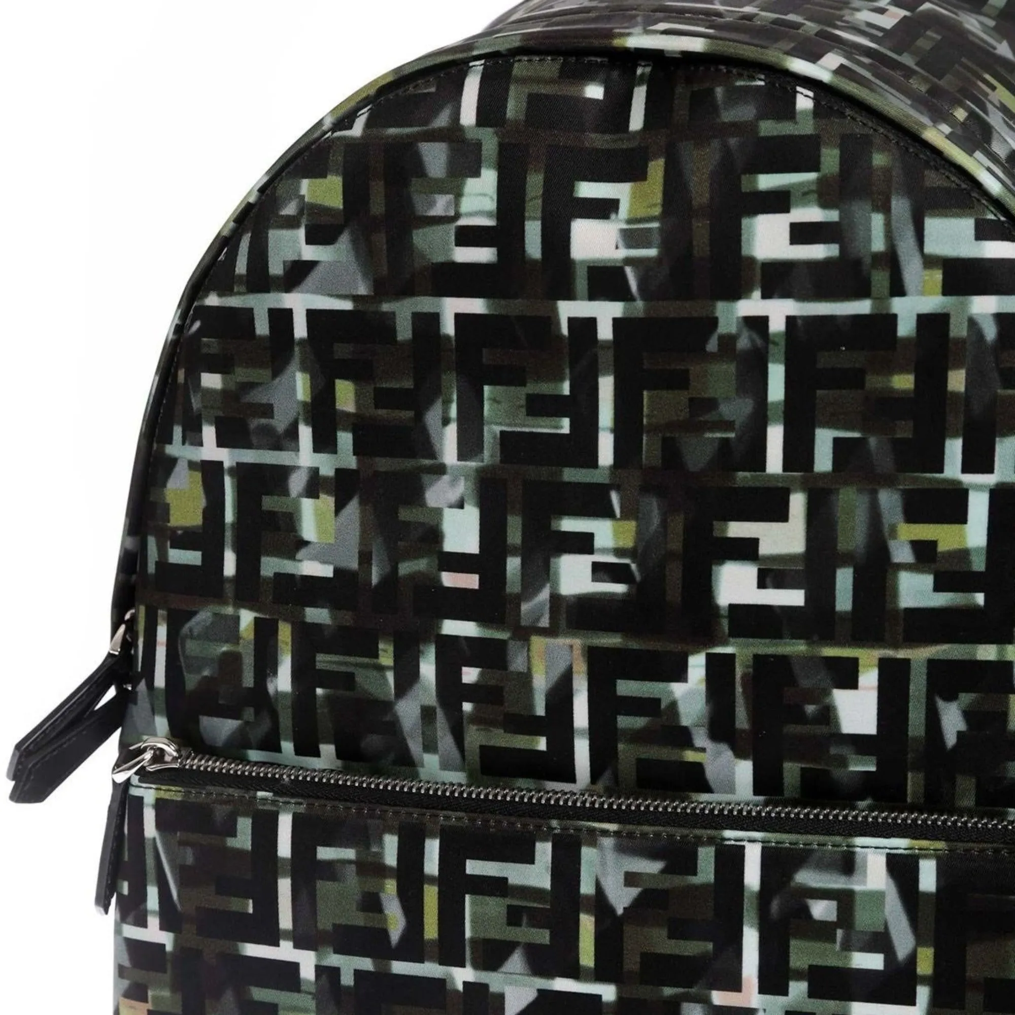 Fendi FF Zucca Nylon Multicolor Camouflage Print Large Backpack