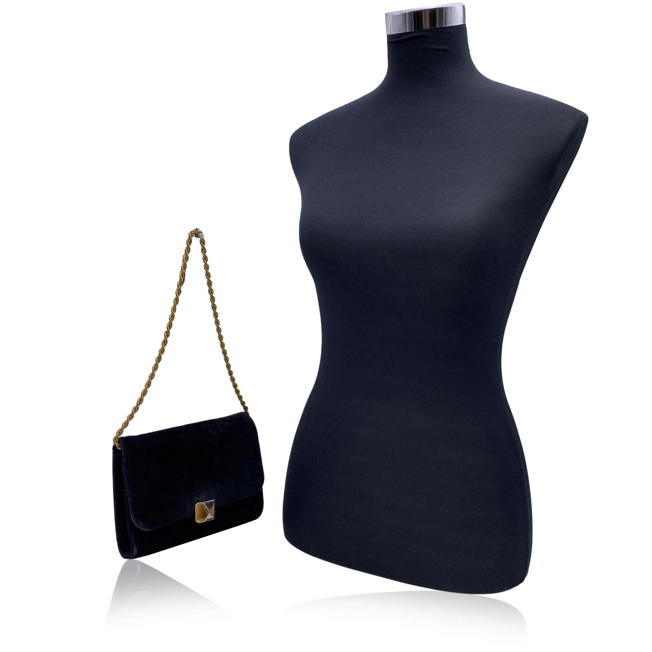 Fendi Vintage Black Suede Evening with Chain Shoulder Strap