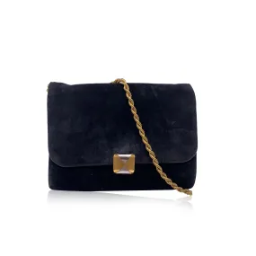 Fendi Vintage Black Suede Evening with Chain Shoulder Strap