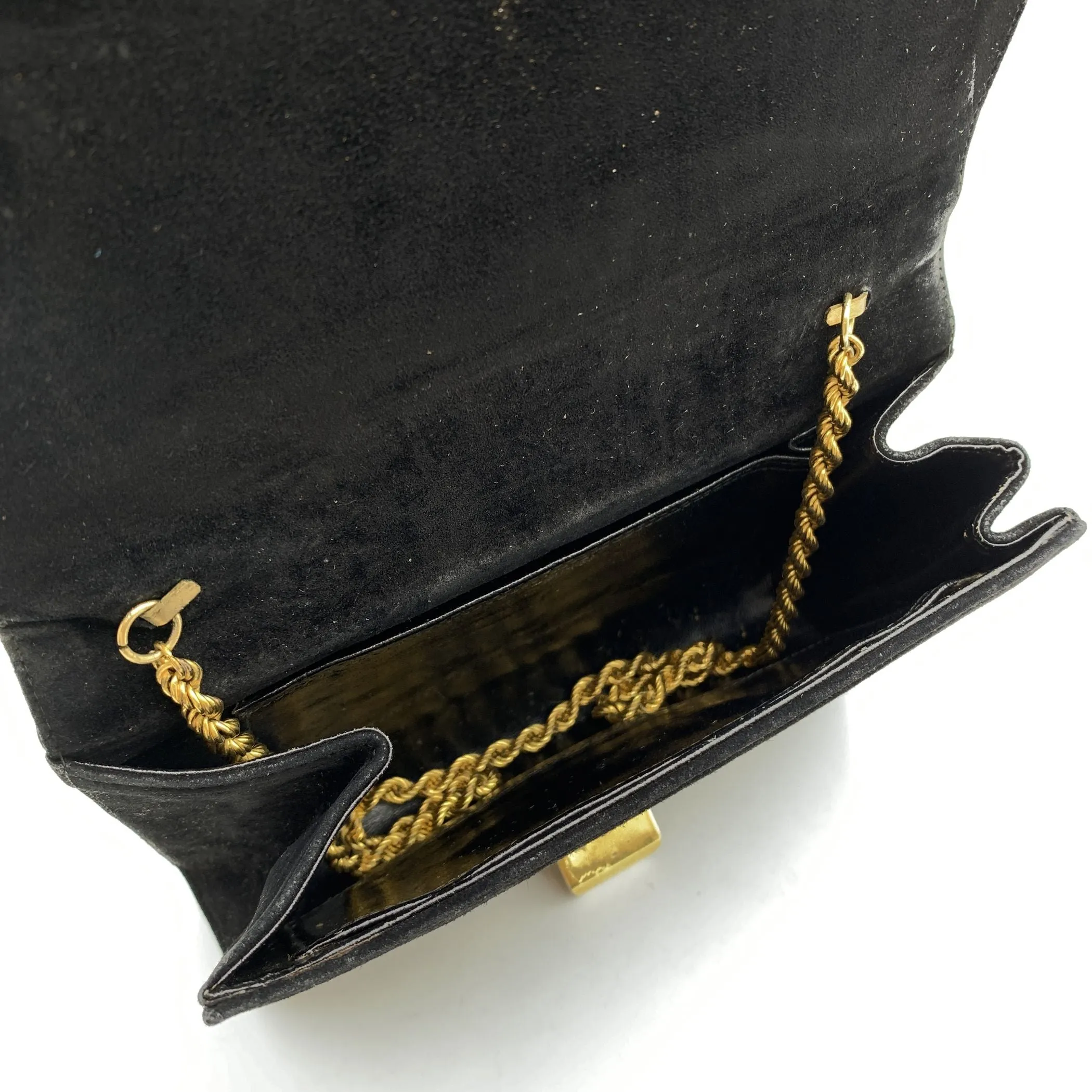 Fendi Vintage Black Suede Evening with Chain Shoulder Strap