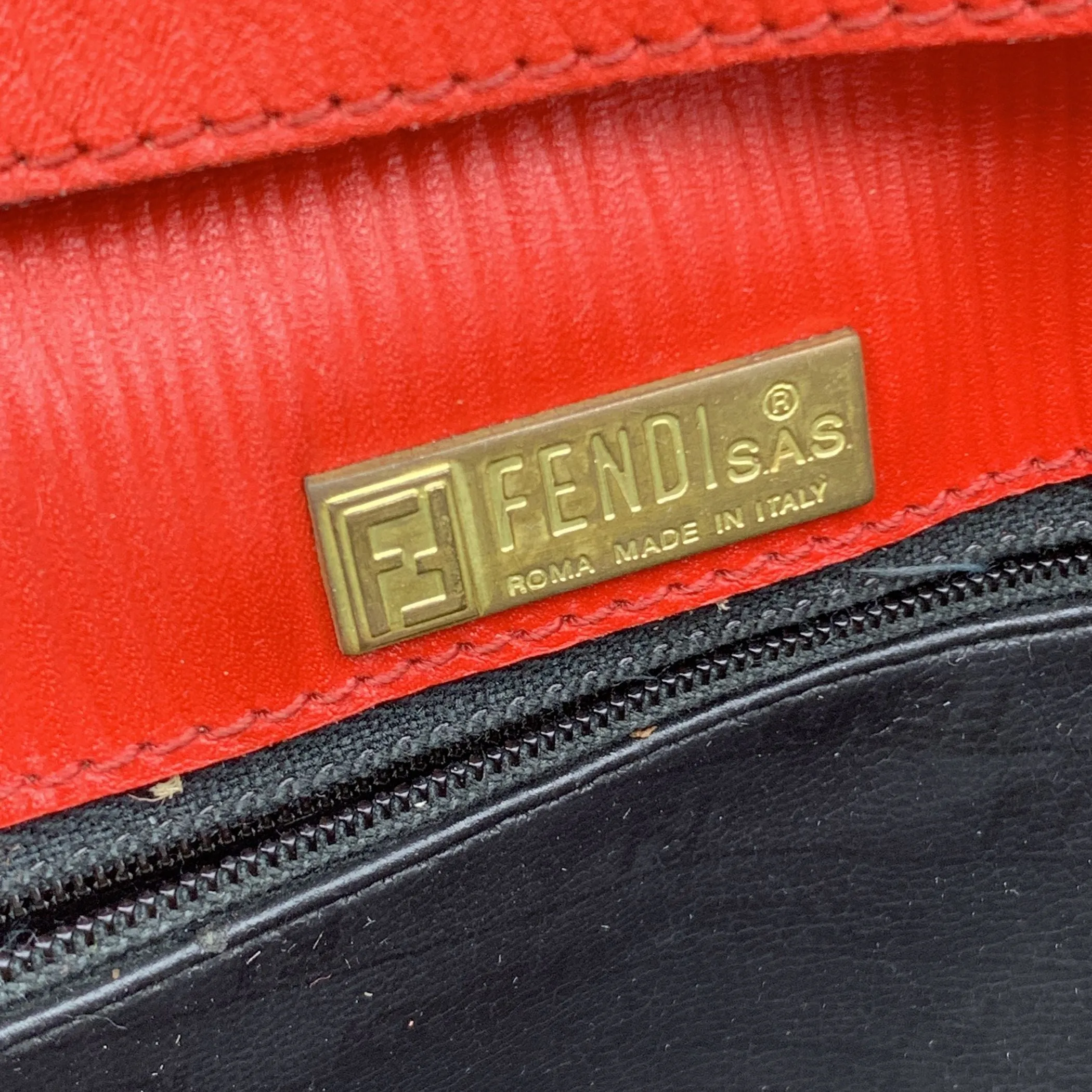 Fendi Vintage Red FF Monogram Canvas Messenger Bag