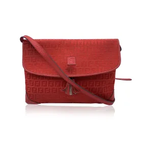 Fendi Vintage Red FF Monogram Canvas Messenger Bag