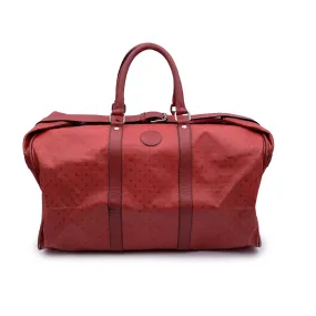 Fendi Vintage Red Monogram Canvas Duffle Travel Bag Handbag