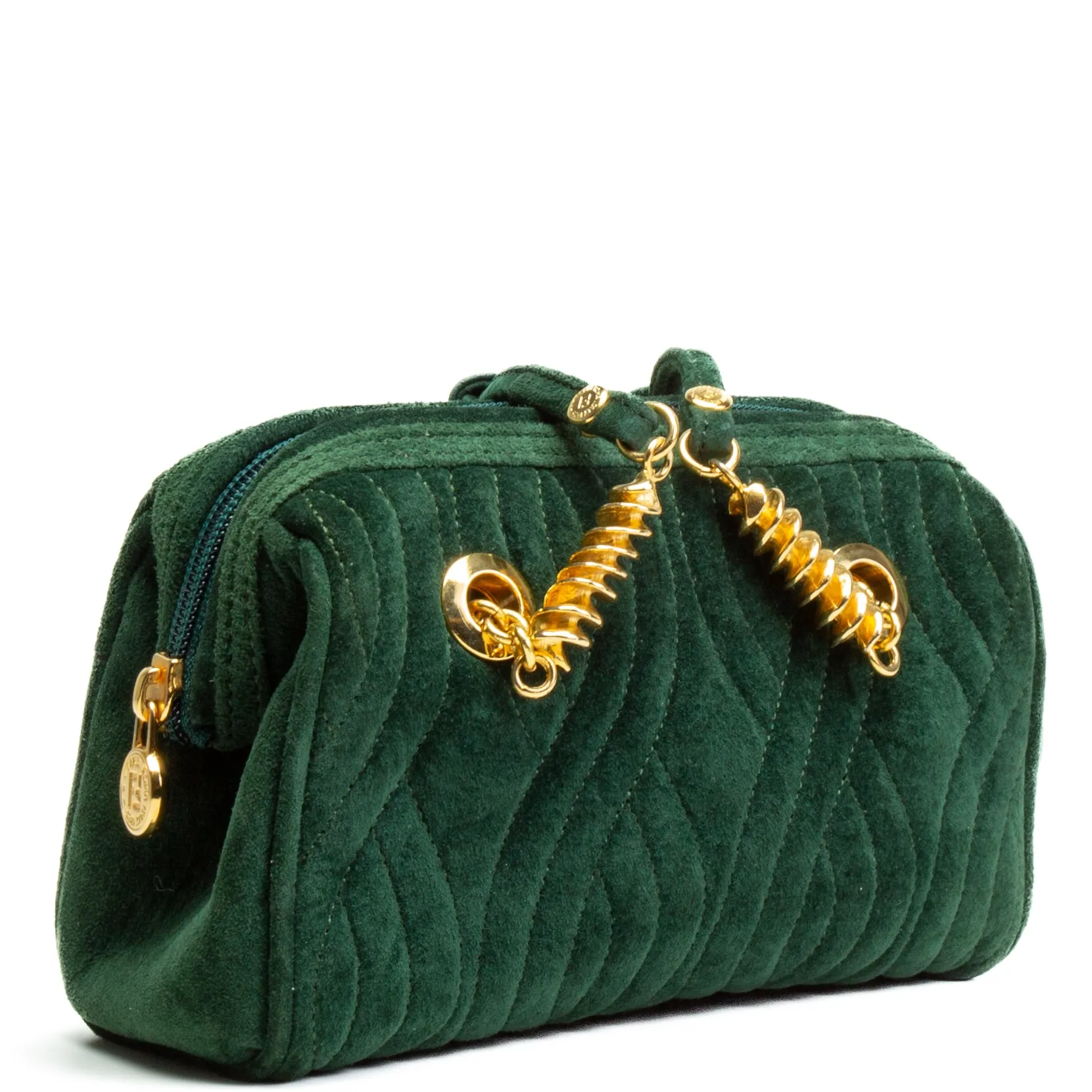 FENDI Vintage Spiral Pasta Suede Mini Bag - Green - OUTLET FINAL SALE