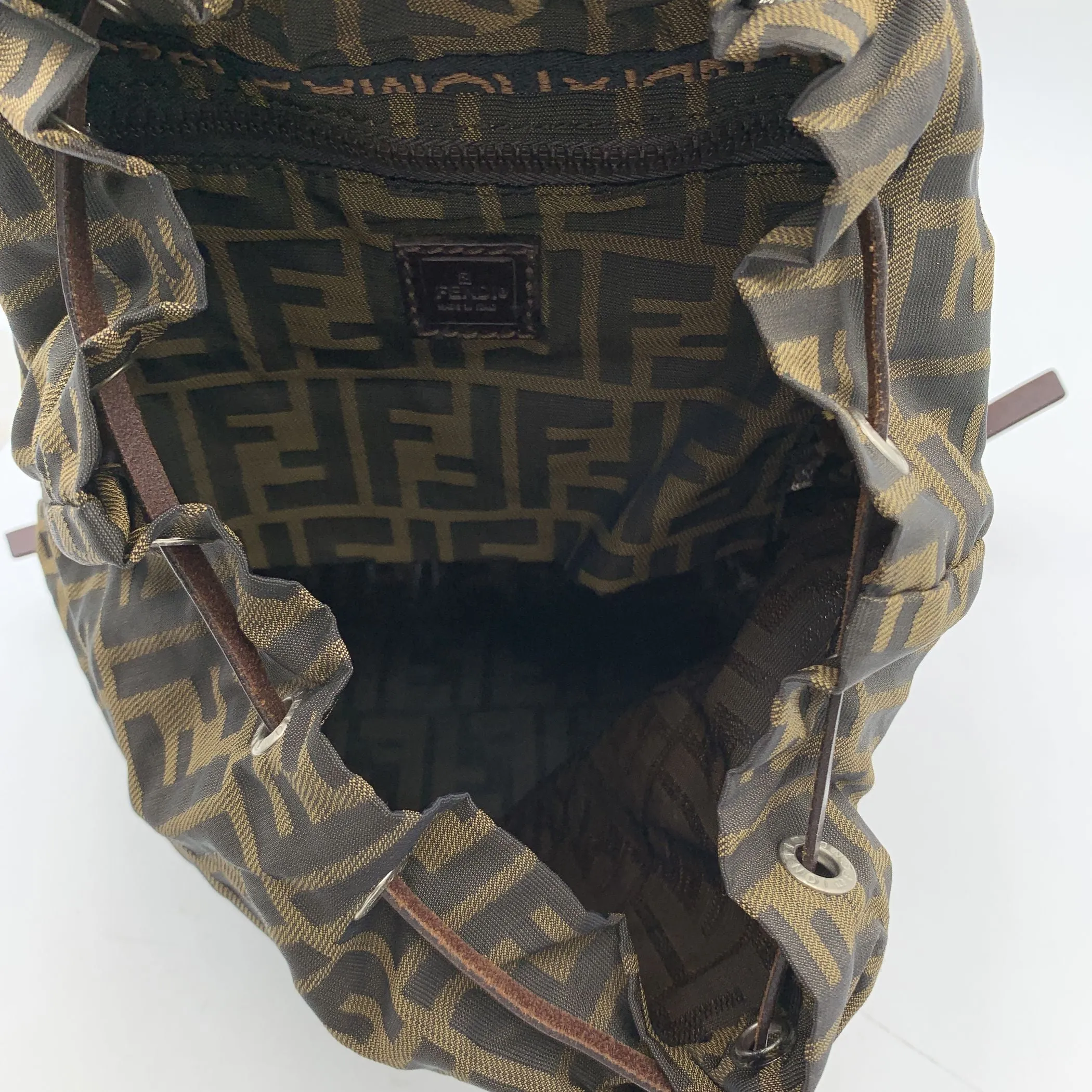 Fendi Vintage Zucca Monogram Canvas Drawstring Backpack Bag