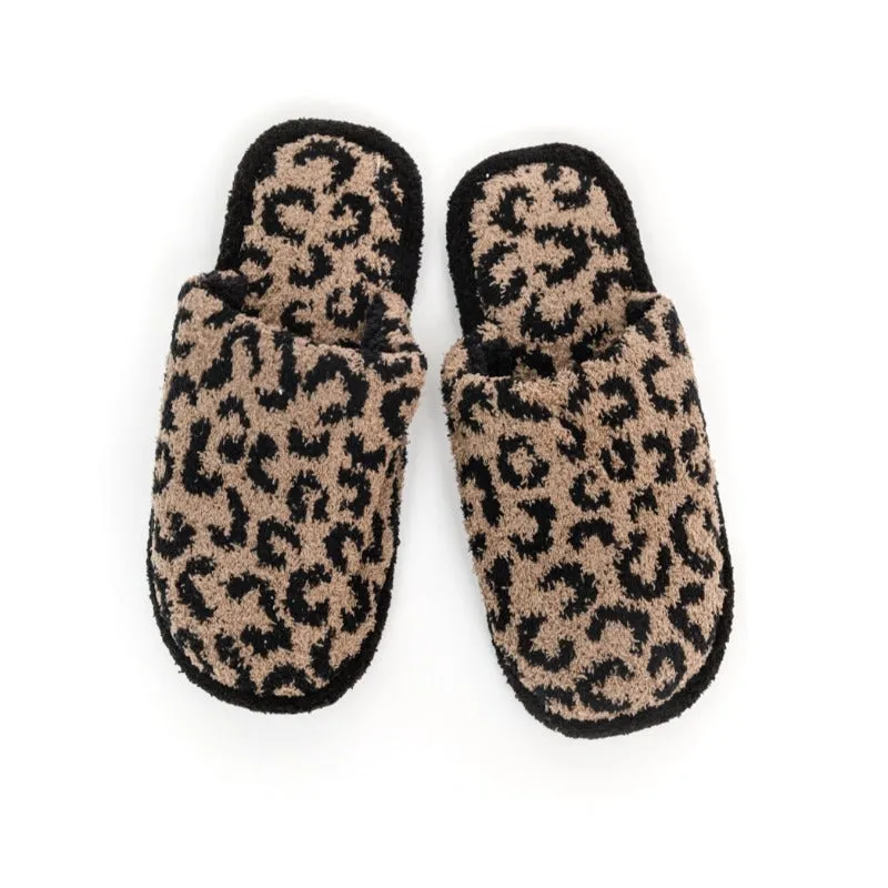 Fuzziest Super Soft Feet Animal Print Slippers In Mocha