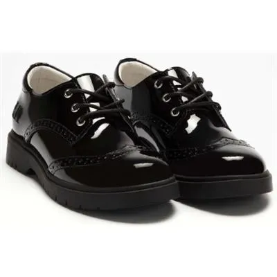 Girls Miss LK Brogues LK8676 Black Patent Lace School Shoes sale