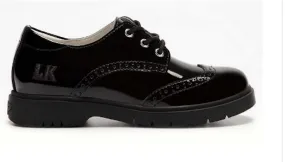 Girls Miss LK Brogues LK8676 Black Patent Lace School Shoes sale