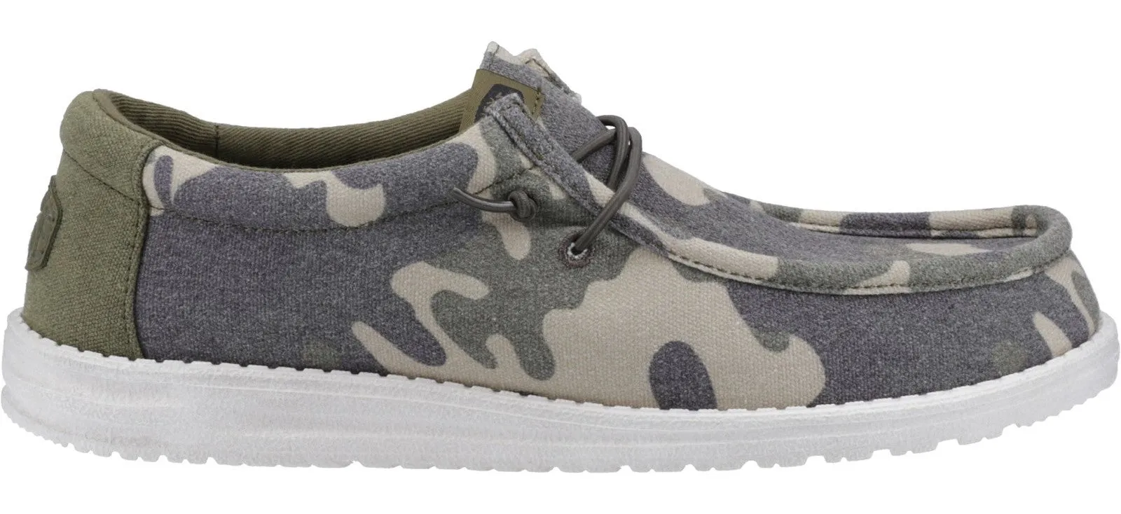 Hey Dude Wally Washed Camo Mens Lace Up Casual Shoe