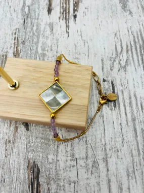 Le Square Amethyst & Mother of Pearl Bracelet - Nature Bijoux