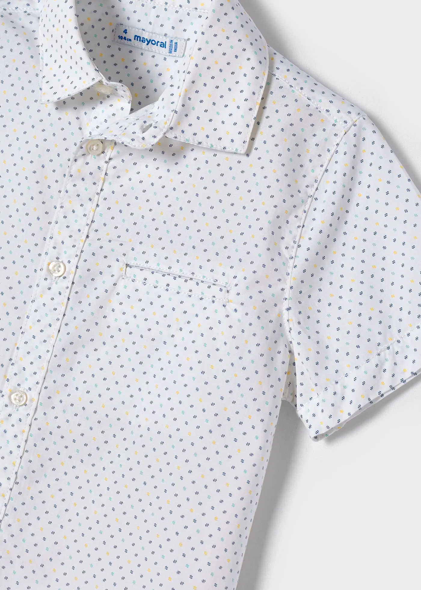 Mayoral Mini S/S Dress Shirt w/Micro Print_ White 3118-10