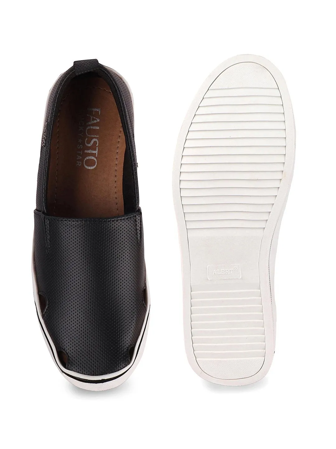 Men Black Casual Slip-On Loafers