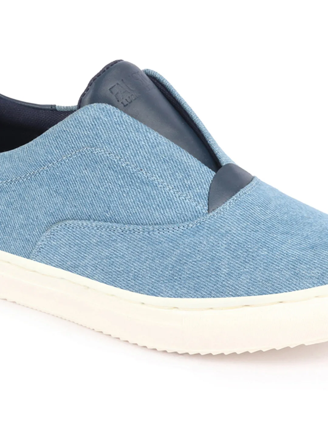 Men Sky Blue Classic Upper Denim Comfort No Touch Slip On Canvas Sneakers Shoes