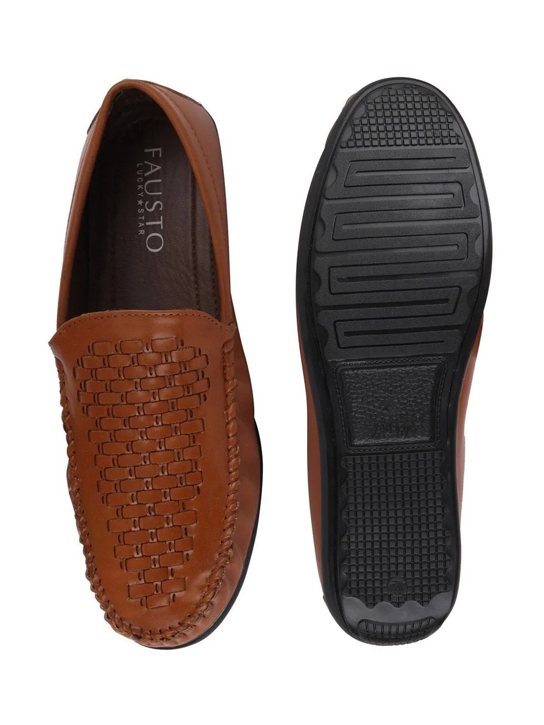 Men Tan Casual Slip-On Loafers