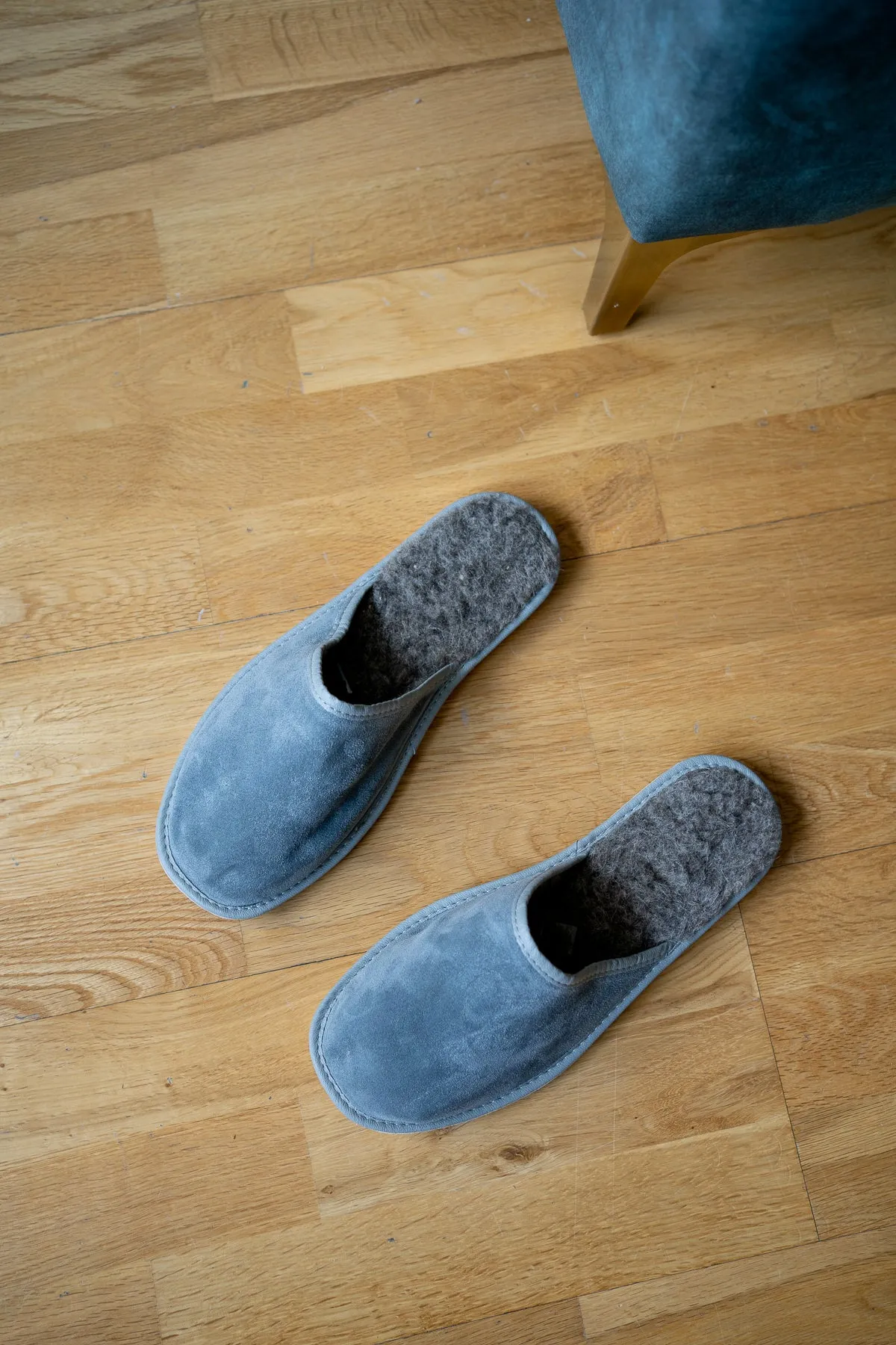 Men's Suede leather slippers with wool