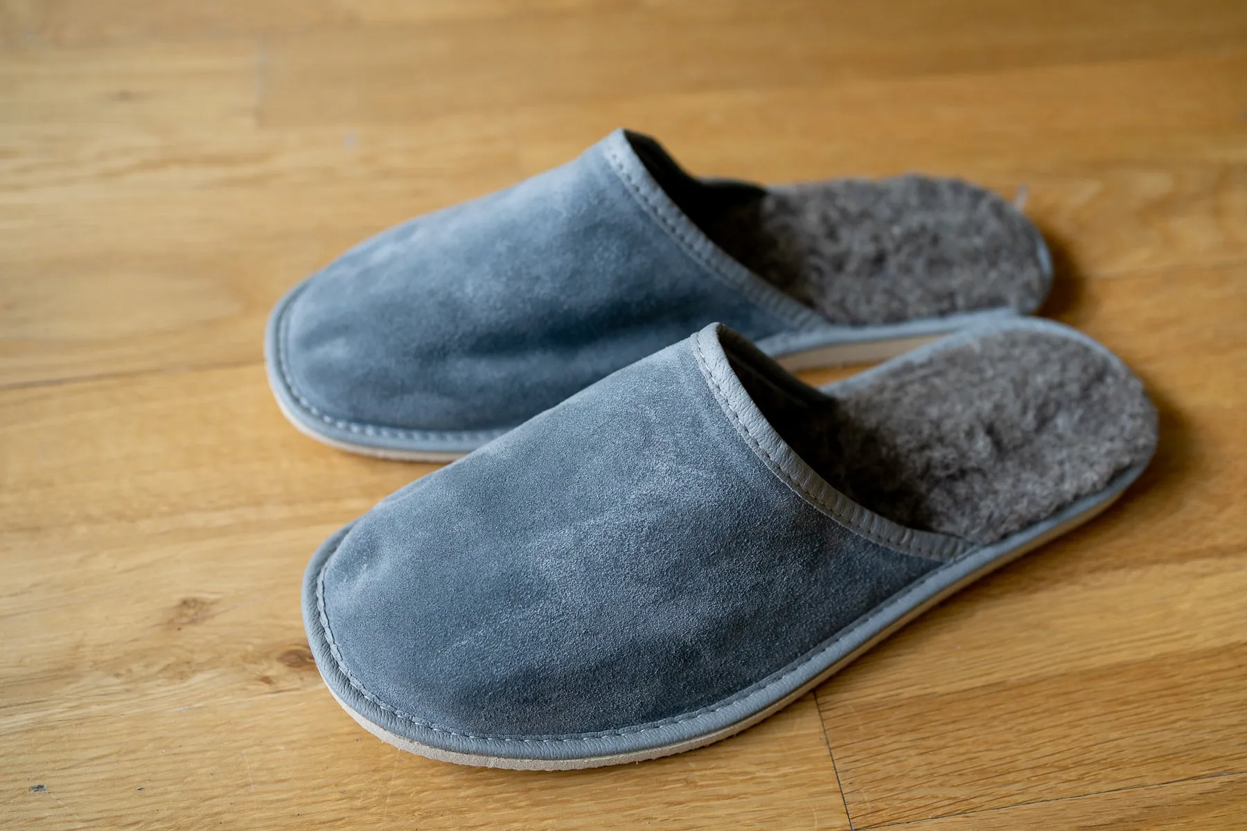 Men's Suede leather slippers with wool