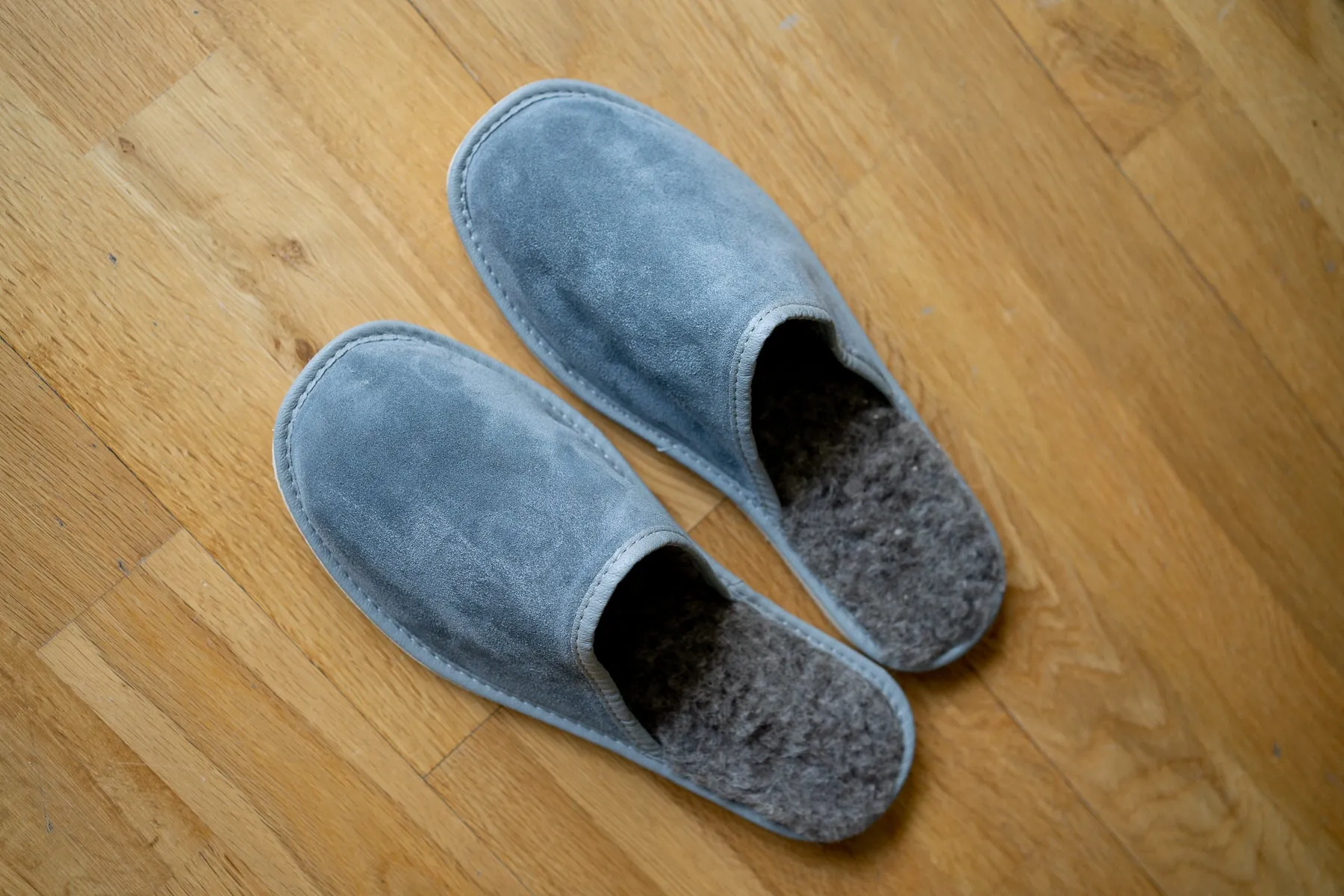 Men's Suede leather slippers with wool