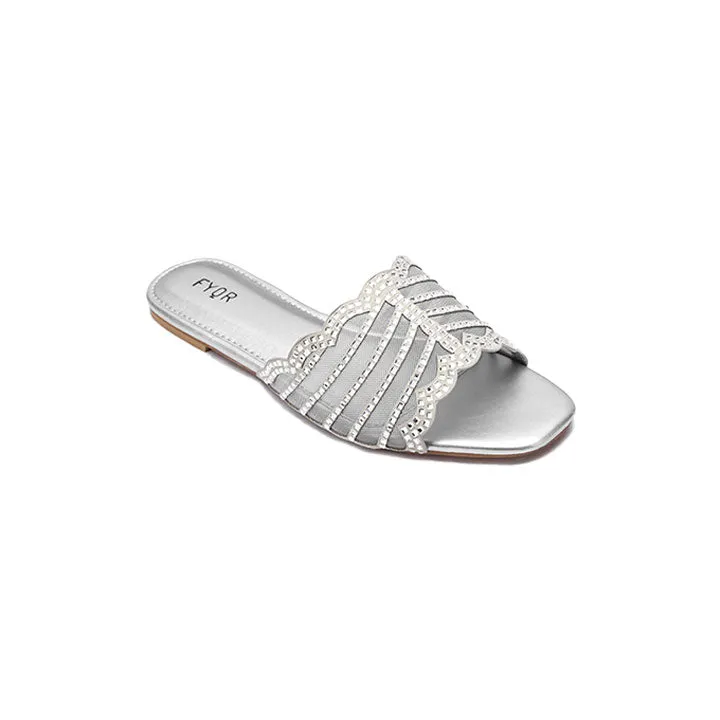 Mesh Diamante Slide Sandal MY 258