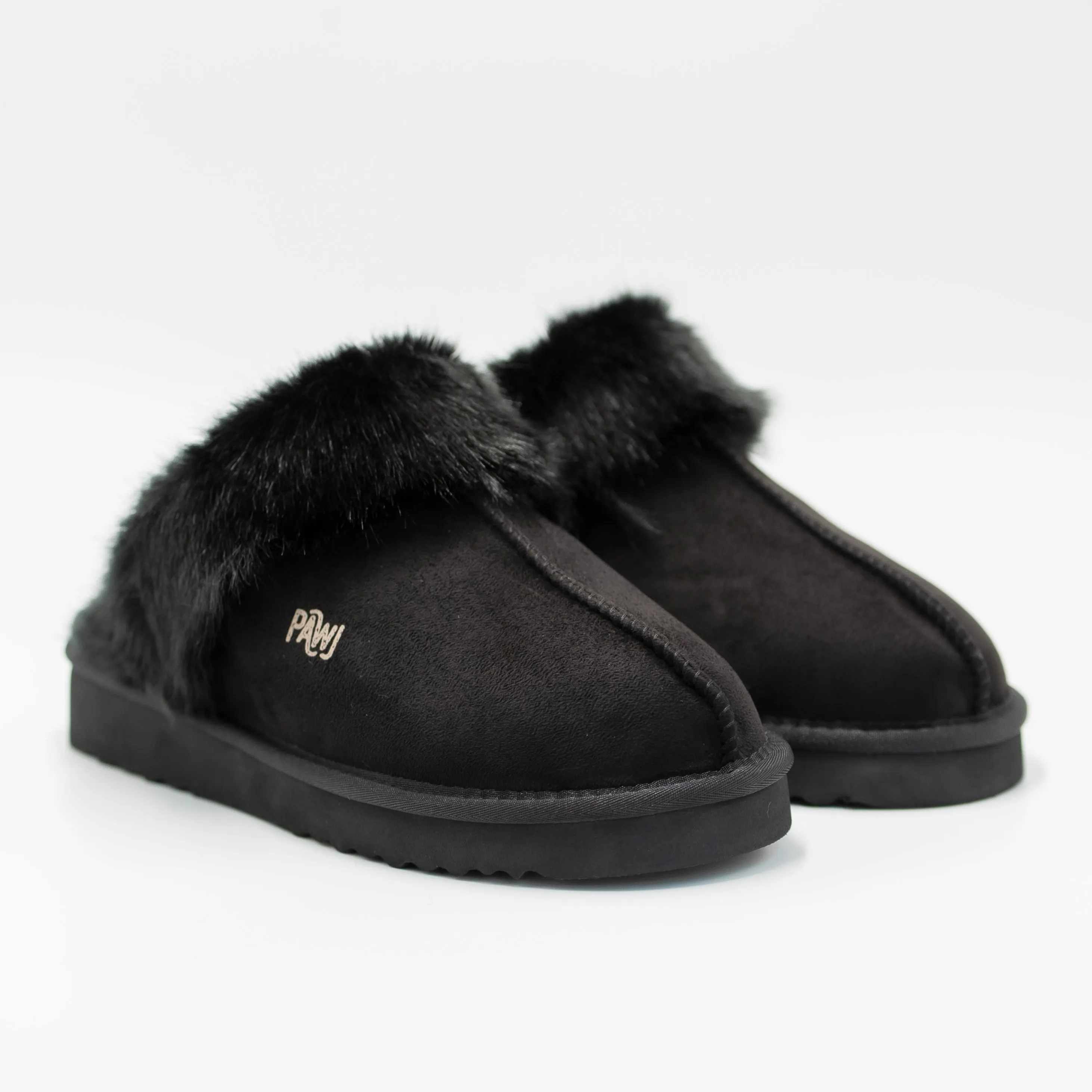 PAWJ Slippers | Black / Black Mink