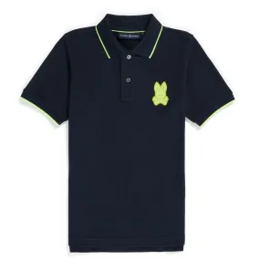 Psycho Bunny Kids Cleveland Chainstitch Pique Navy Polo_ B0k504z1pc-410