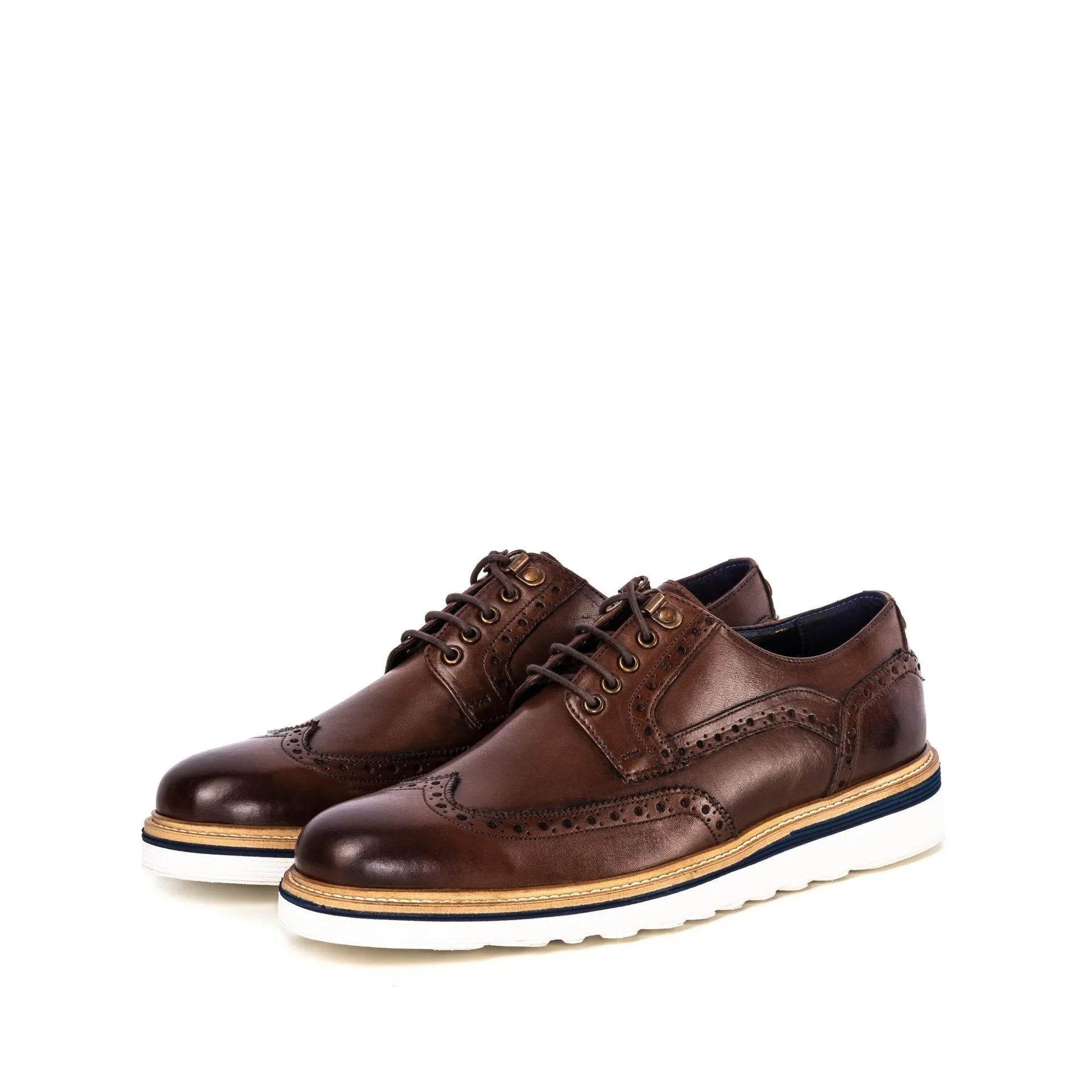 Ripley 2.0 Mens Brown Derby Brogue Shoes - Classic Leather Style with Wingtip Design