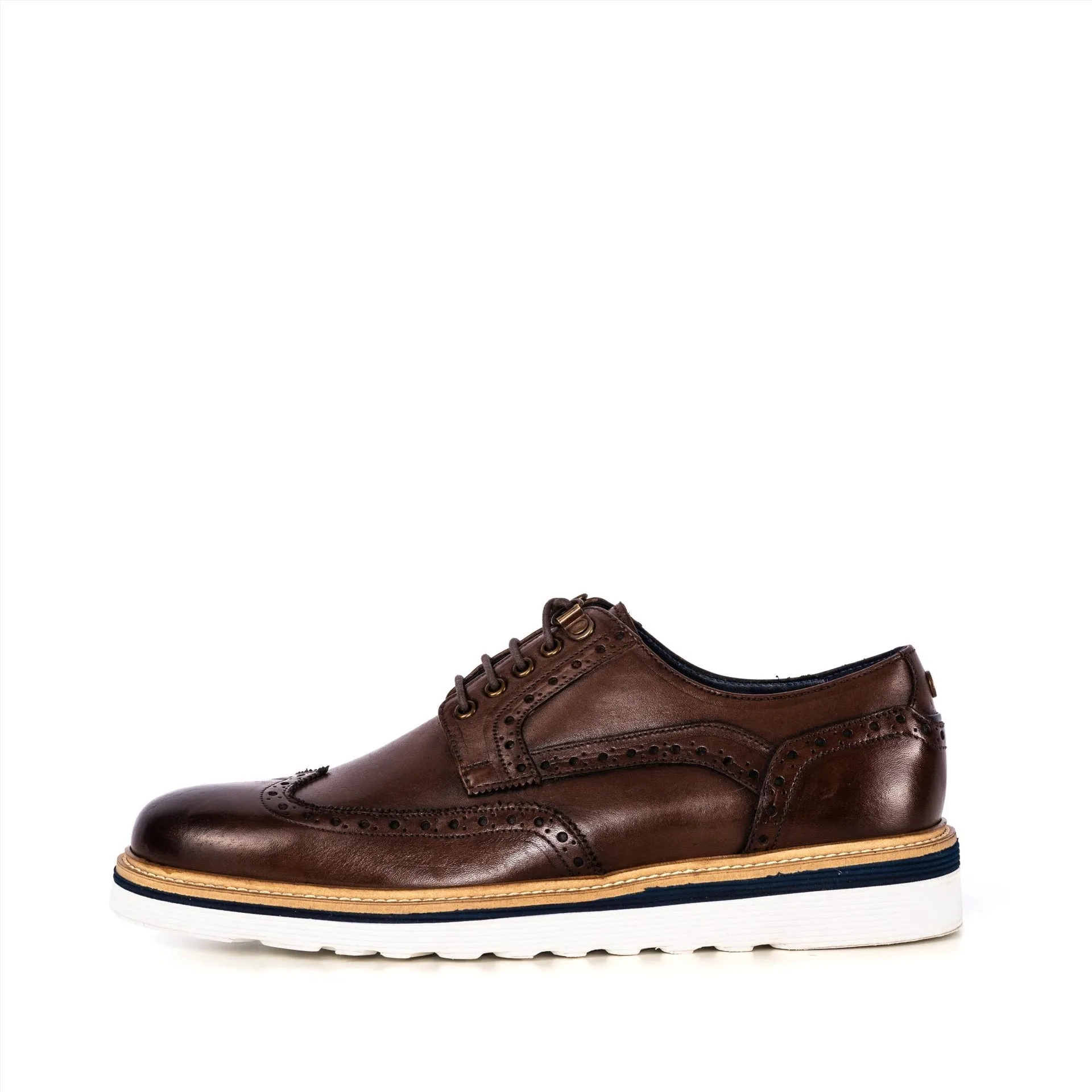 Ripley 2.0 Mens Brown Derby Brogue Shoes - Classic Leather Style with Wingtip Design