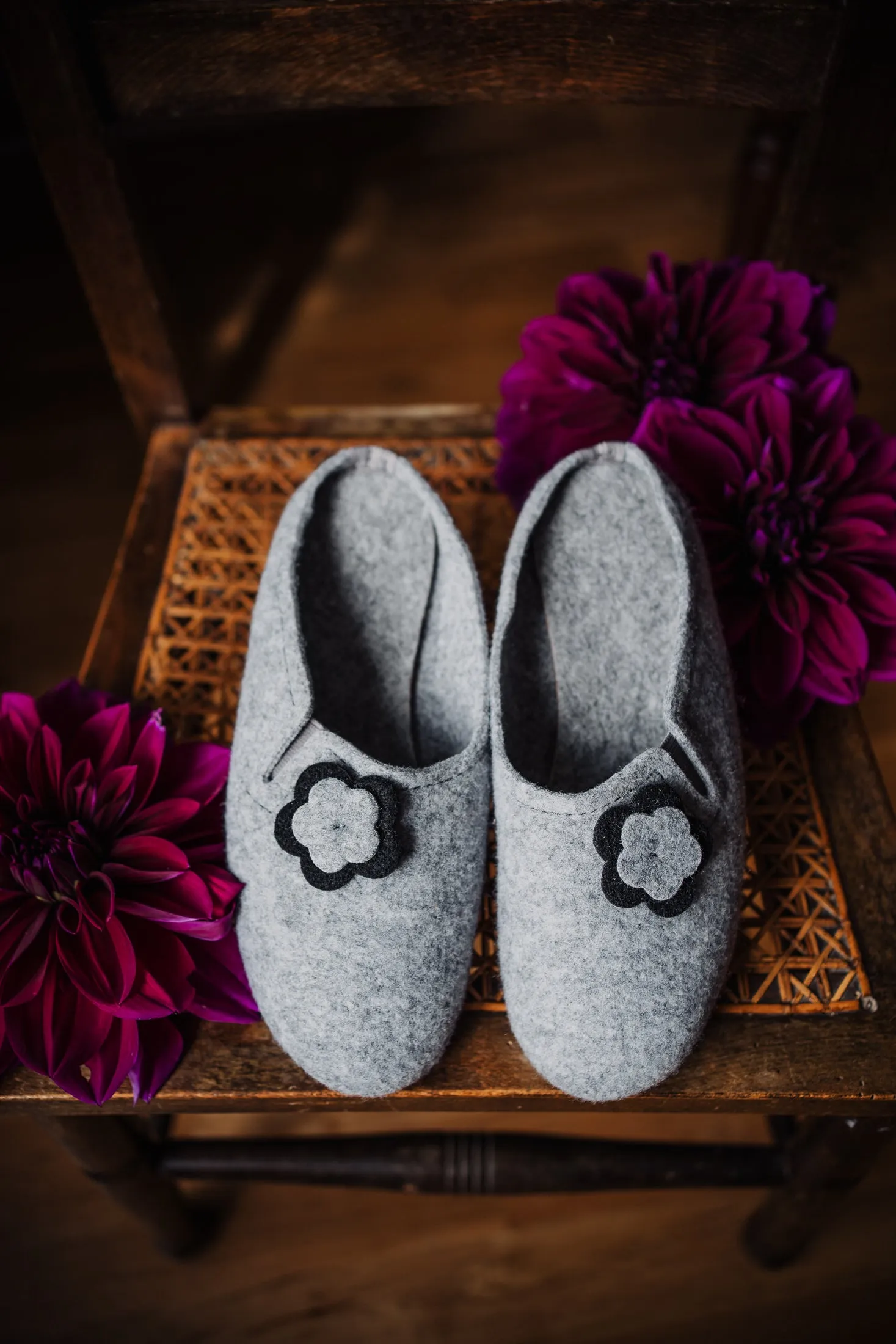 Slip-On Felt Slippers with Wool