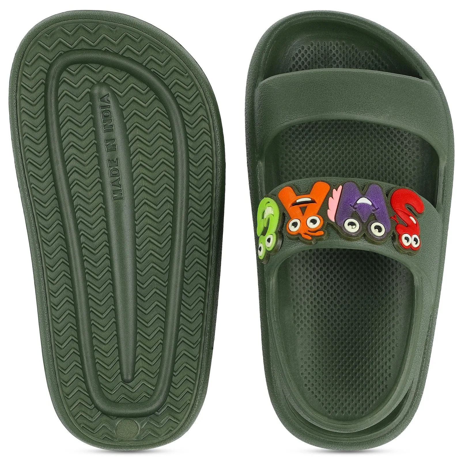 Walkaroo Kids Solid Clog Sandals  - WK374 Olive