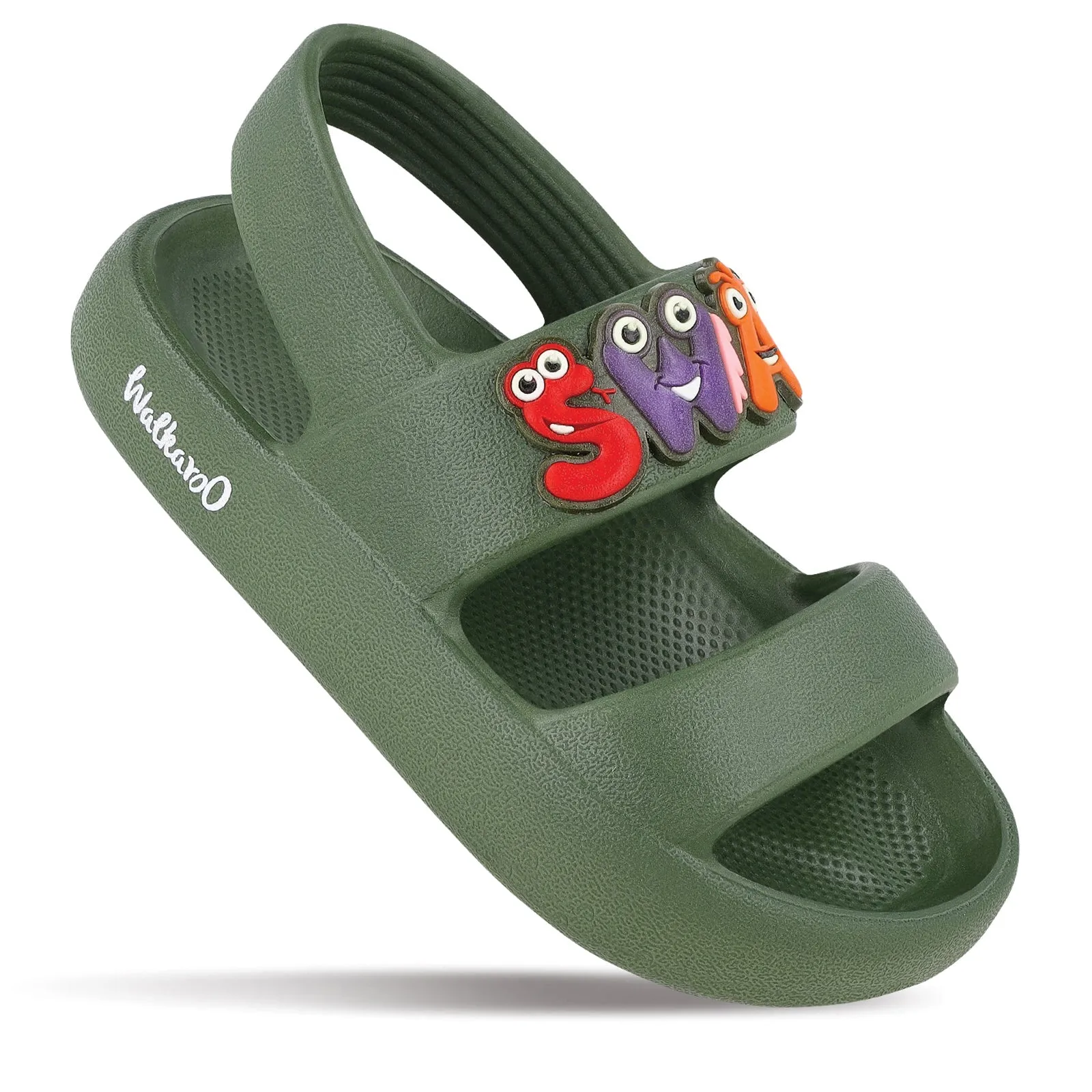 Walkaroo Kids Solid Clog Sandals  - WK374 Olive