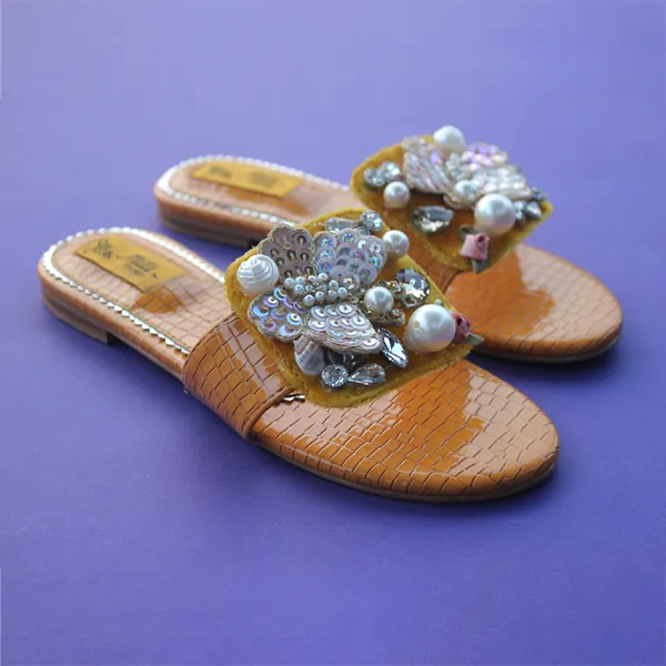 Yellow Fancy & Stylish Slippers for women